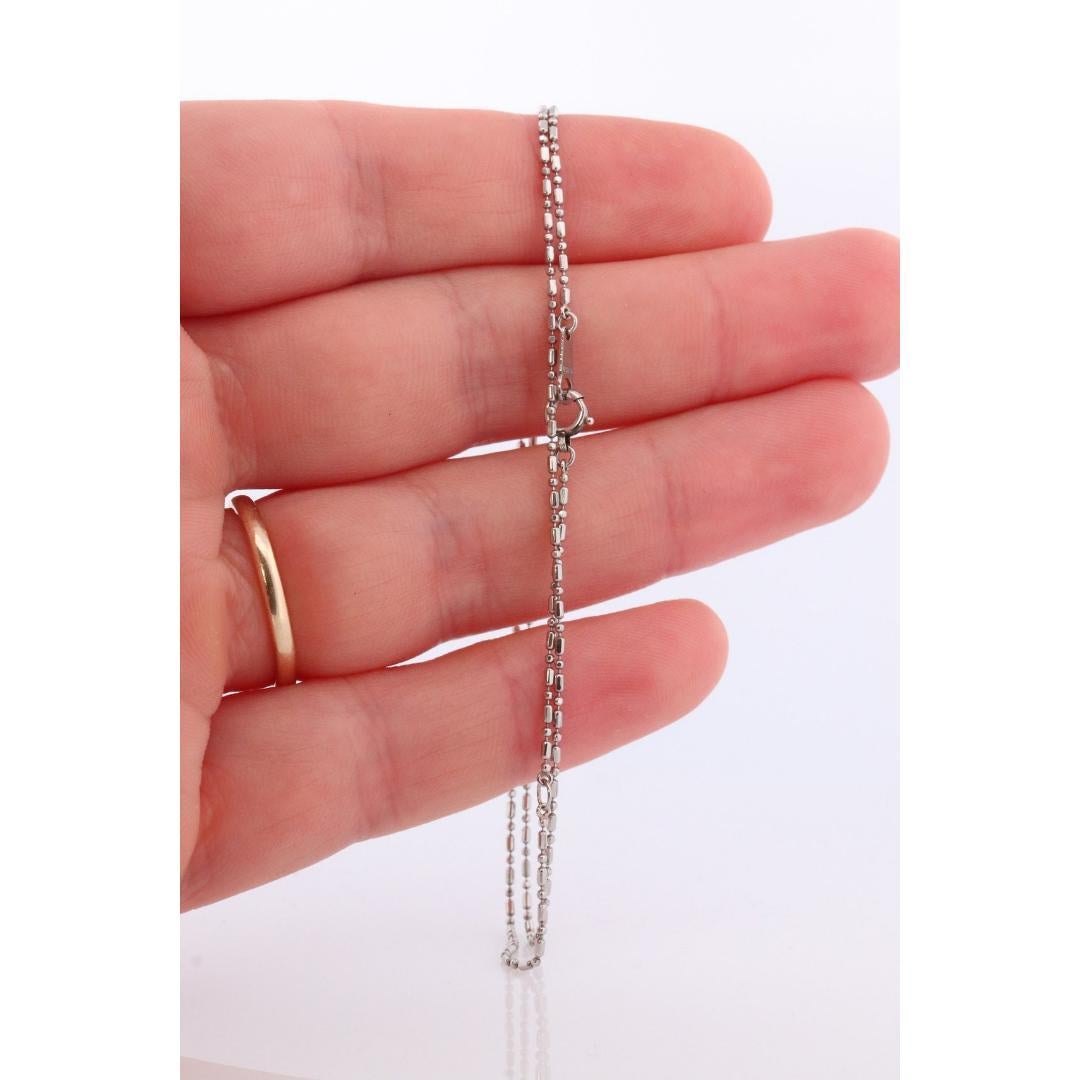 Collana a catena in platino. PT850 Collana a catena con perline in platino. 1mm 15,5in in vendita 3