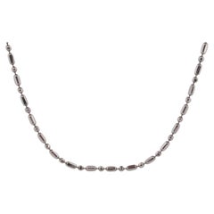Platinum Chain Necklace. PT850 Plat Bead Bar Chain Necklace. 1mm 15.5in