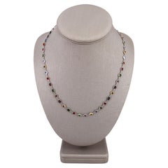Platinum Chain Necklace with 34.0 Carats of Colored Natural Sapphires