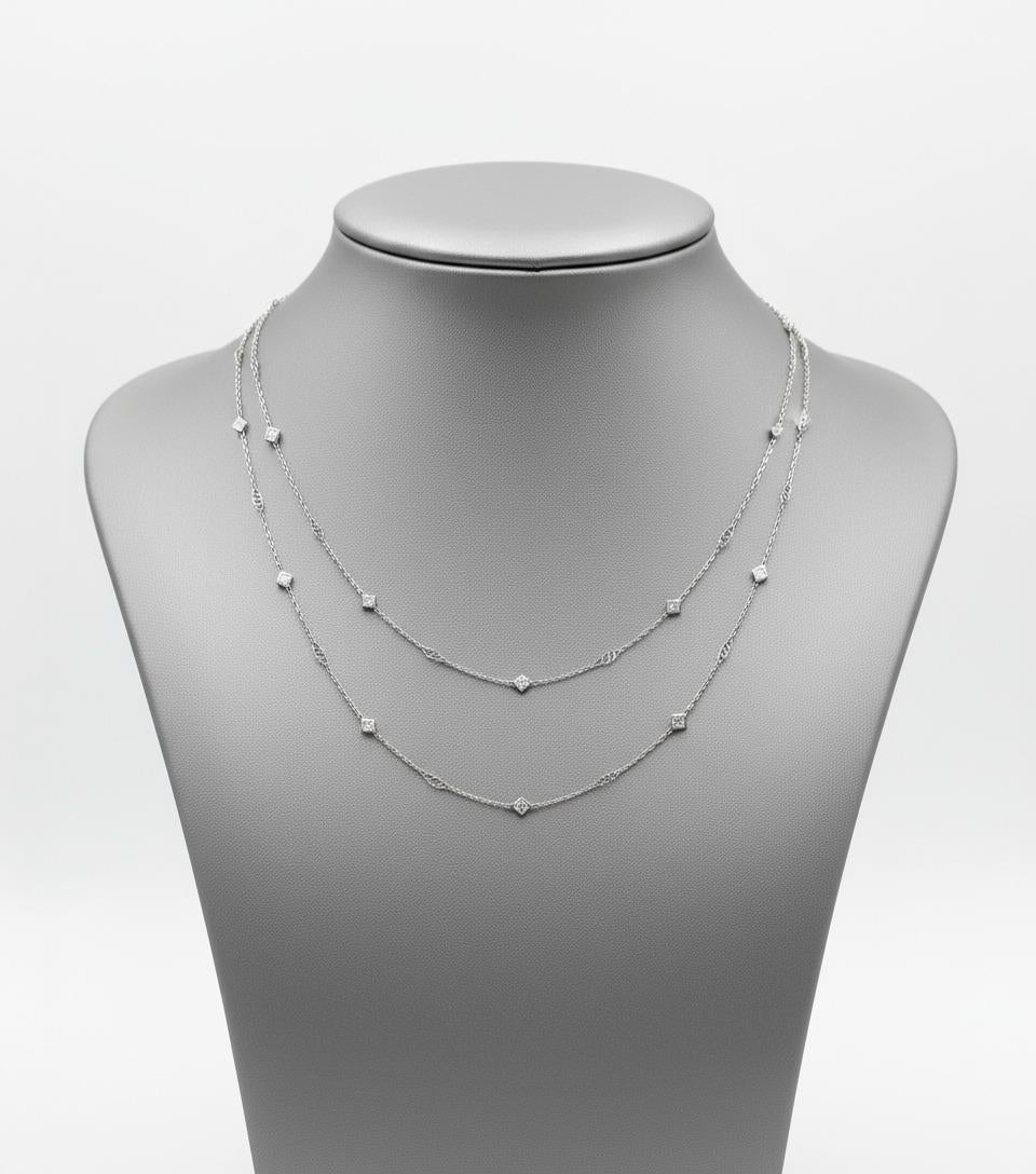 da uomo o donna Platinum Chain Necklace with 5.35 CTS in Diamonds in vendita
