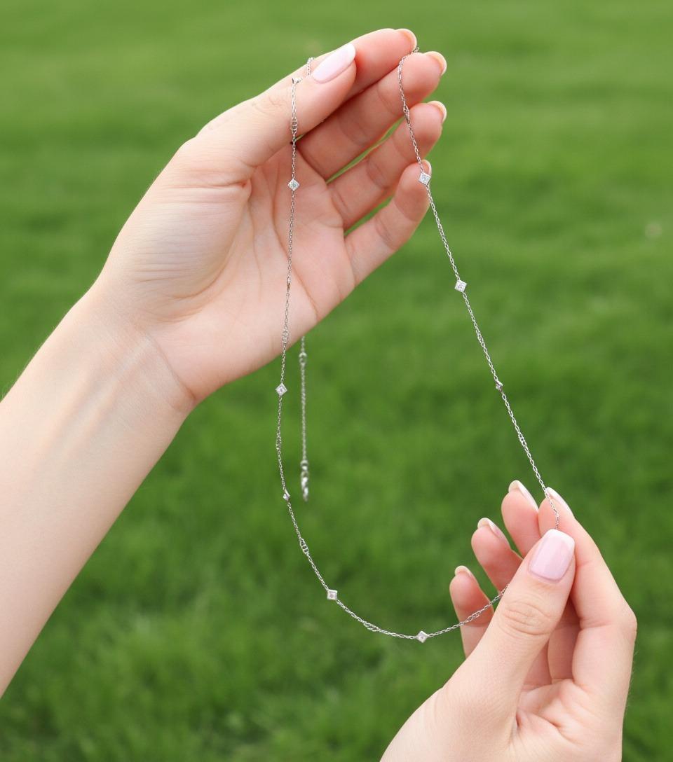 Platinum Chain Necklace with 5.35 CTS in Diamonds in vendita 4