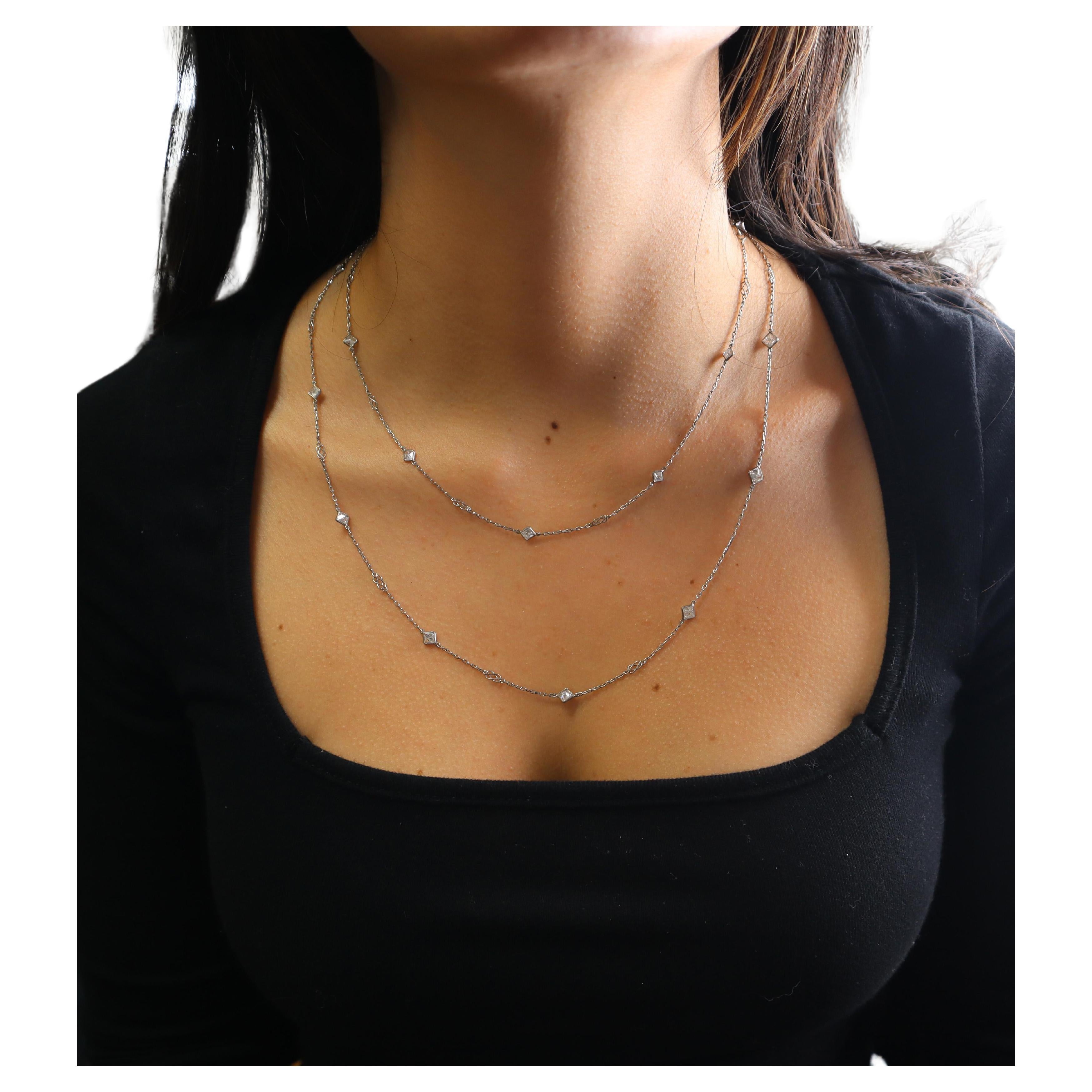 Platinum Chain Necklace with 5.35 CTS in Diamonds