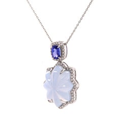 Platinum Chalcedony, Tanzanite and Diamond Pendant Necklace - Fei Liu