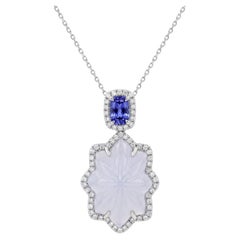 Platinum Chalcedony, Tanzanite and Diamond Pendant Necklace - Fei Liu