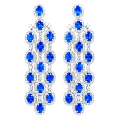 Diana M. Boucles d'oreilles lustre en platine avec saphirs et diamants