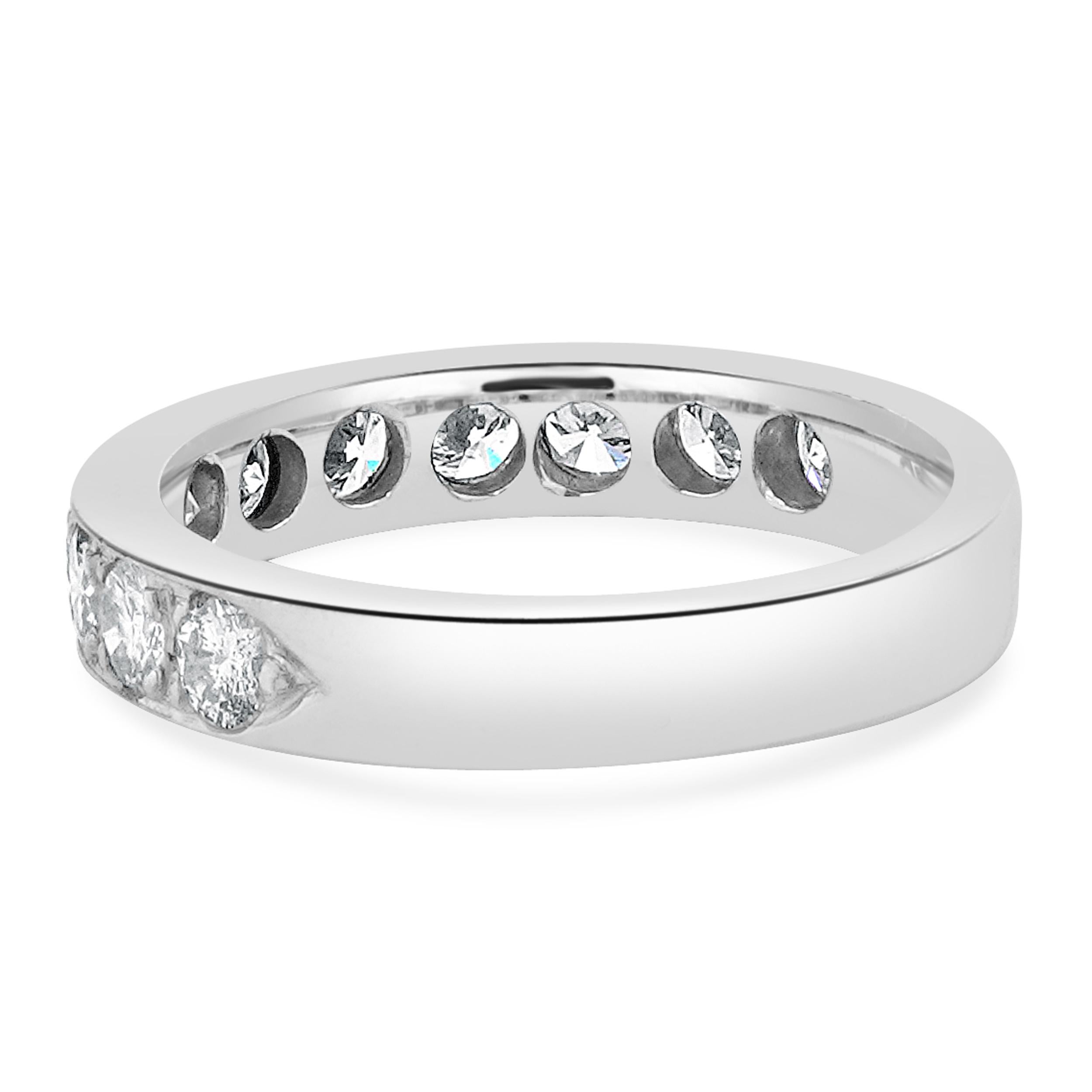 Round Cut Platinum Channel Set Diamond Band For Sale
