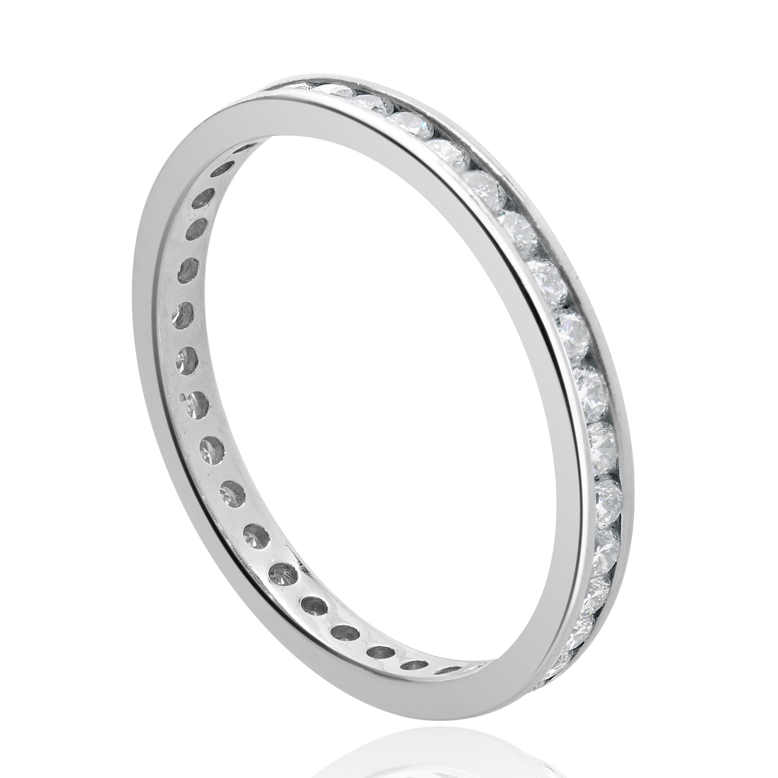 Platinum Channel Set  Diamond Eternity Band In Excellent Condition For Sale In Scottsdale, AZ