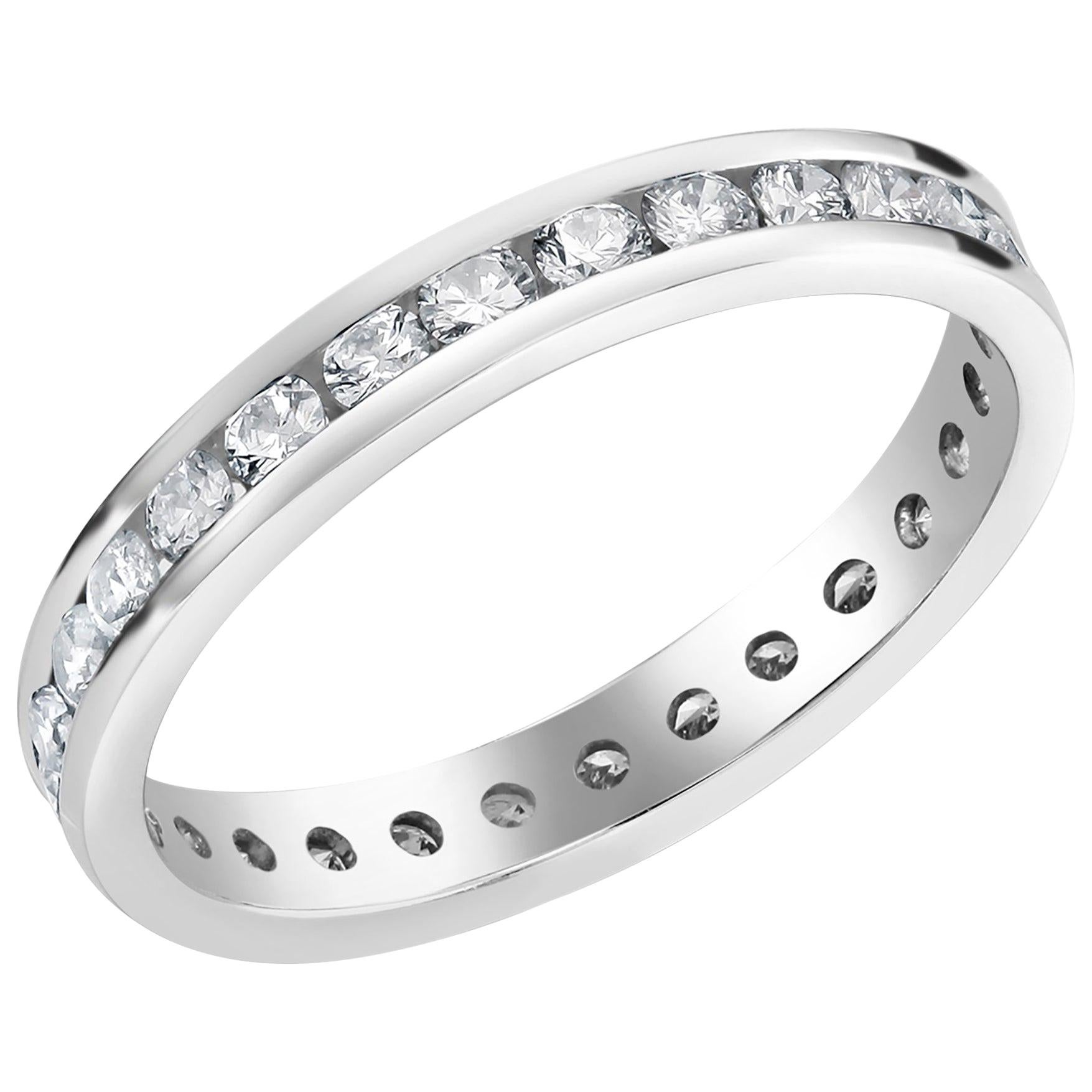 Platinum Channel Set Diamond Eternity Band Measuring 2.5 Millmeter 