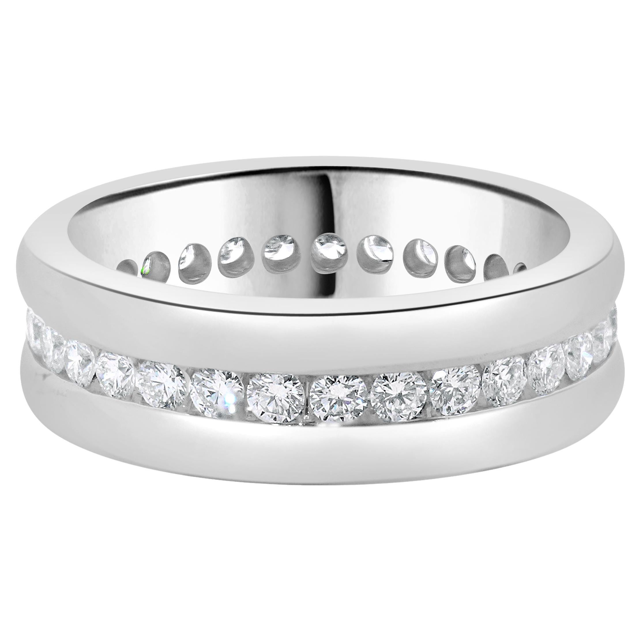 Platinum Channel Set Diamond Eternity Band For Sale