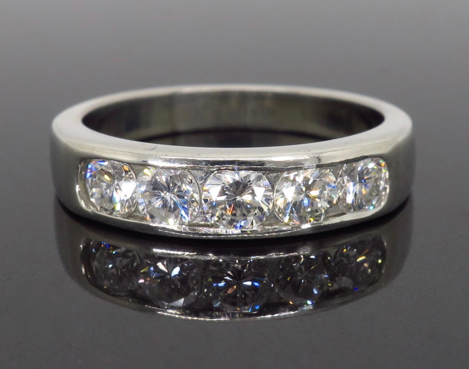 platinum channel set wedding band