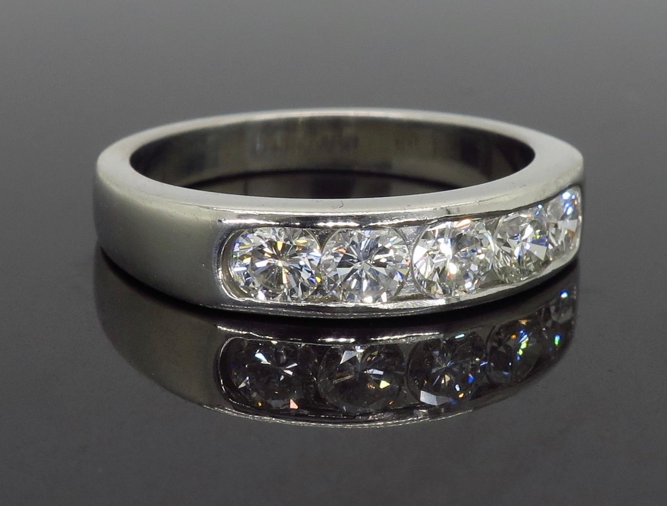 Platinum Channel Set Diamond Ring For Sale 1