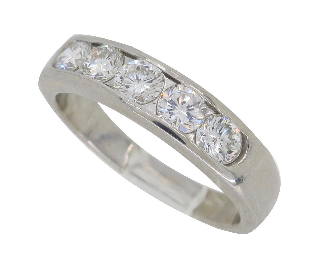 Platinum Channel Set Diamond Ring For Sale 2