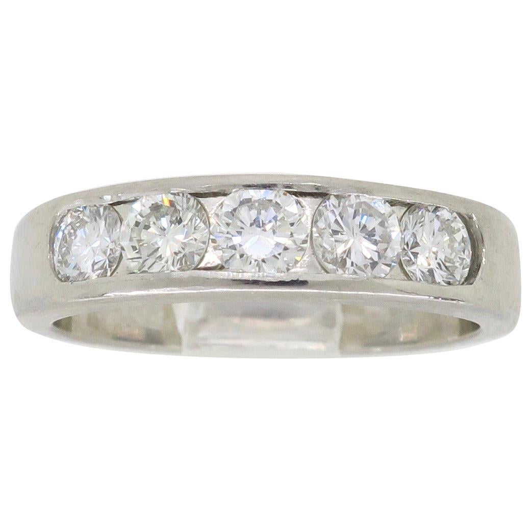 Platinum Channel Set Diamond Ring For Sale