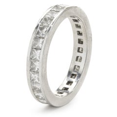 Platinum Channel Set Princess Cut Diamond Eternity Band