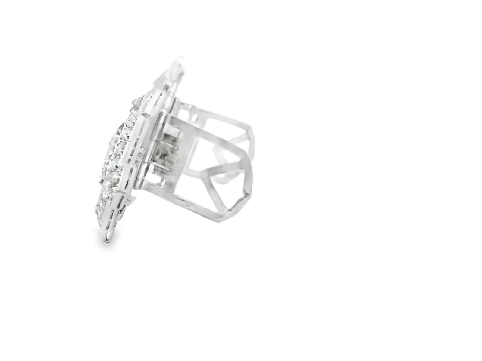 Old Mine Cut Platinum Charlton Art Deco Geometrical Diamond  Clip  - 31.30GRAM -D12.00cts