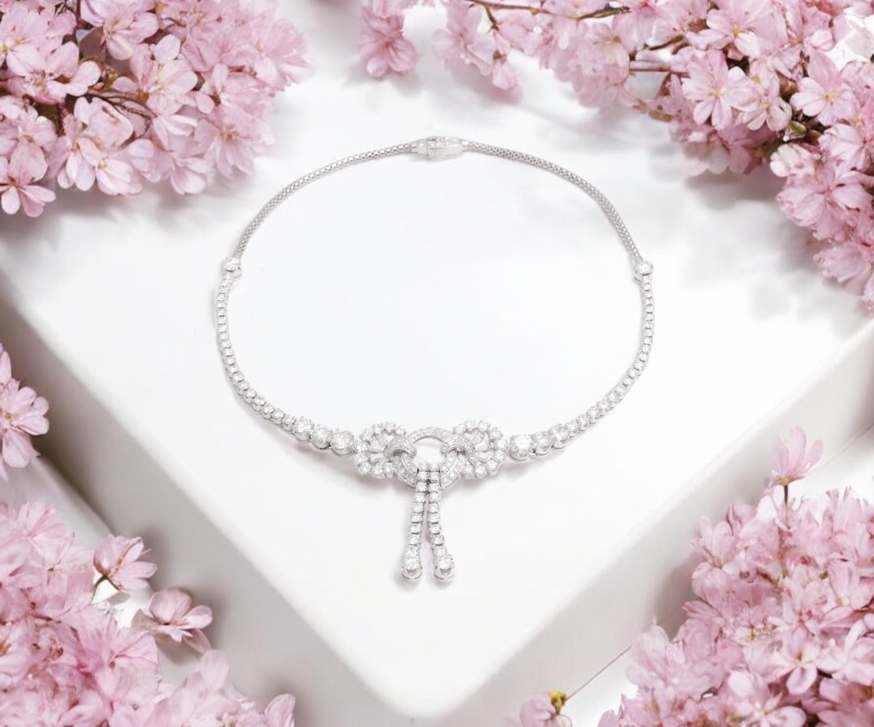 Collana girocollo in platino con 20 ct. Diamanti in vendita 10