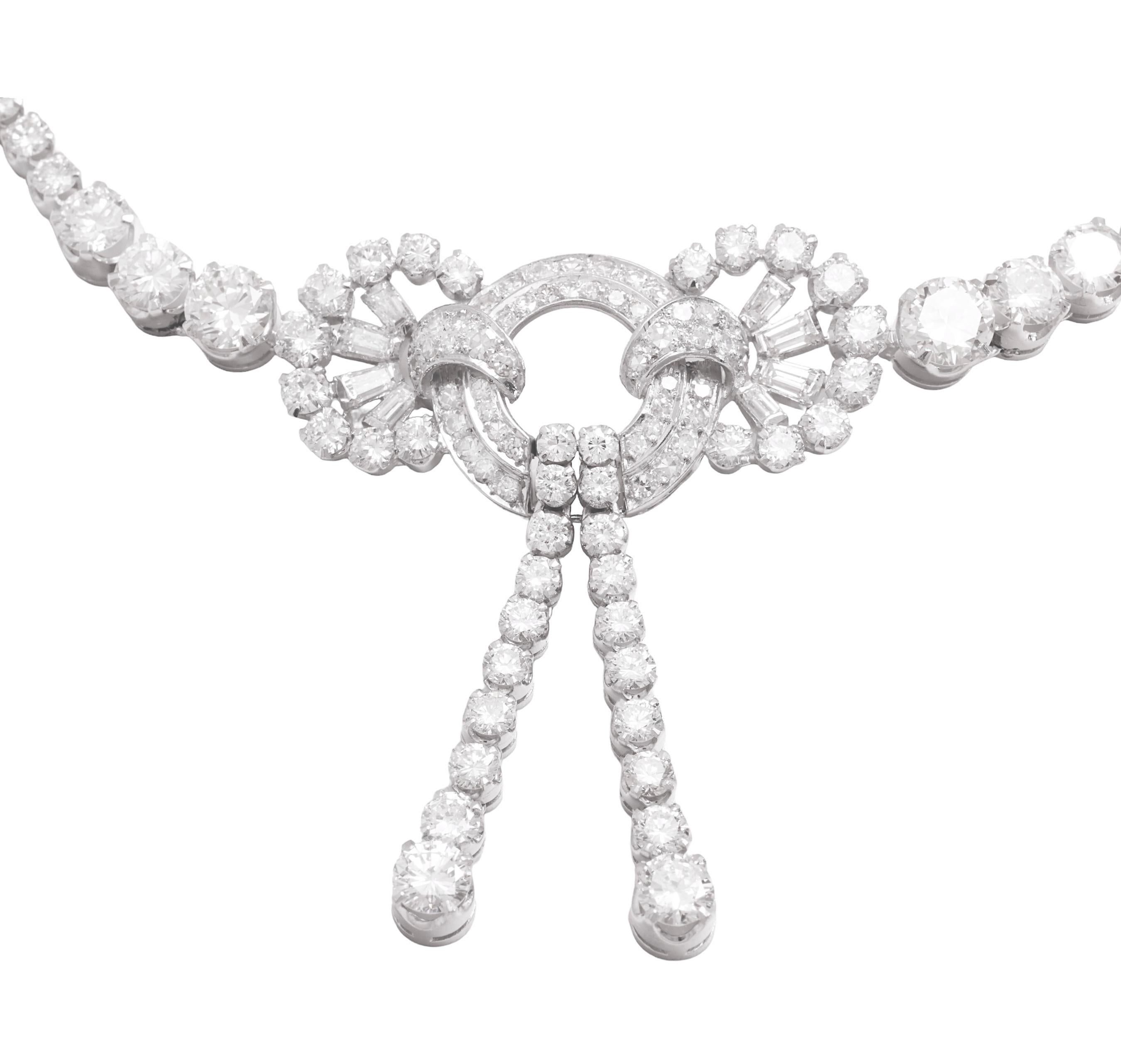 Art Déco Collana girocollo in platino con 20 ct. Diamanti in vendita