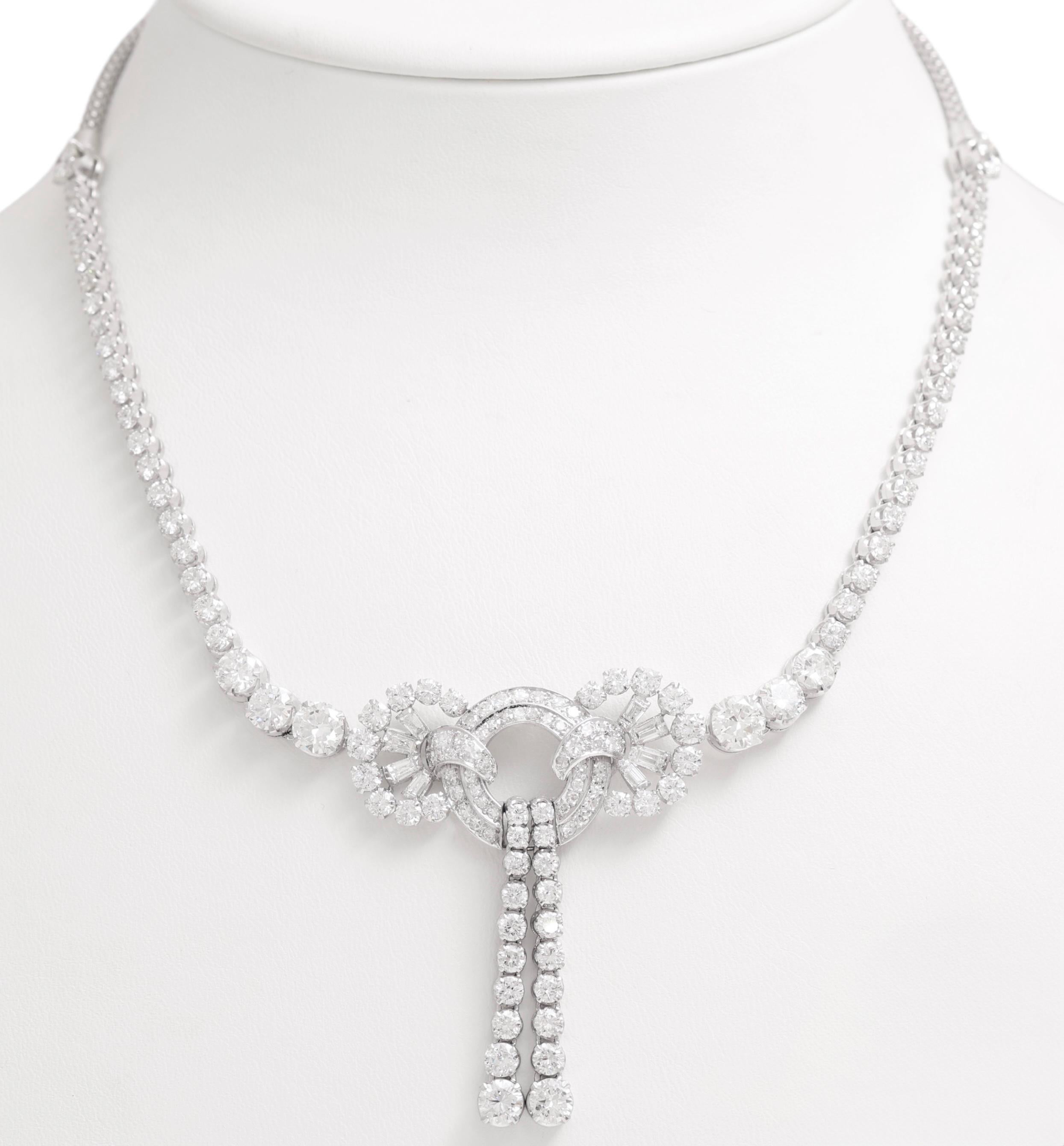 Taglio brillante Collana girocollo in platino con 20 ct. Diamanti in vendita