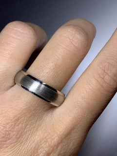 Platinum chunky wide mens wedding ring brush finish