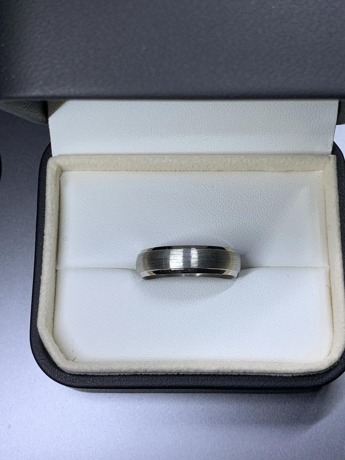 Men's Platinum chunky wide mens wedding ring brush finish For Sale