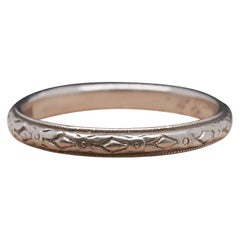 Platinum Circa 1928 Engraved Art Deco Wedding Band - VHK#33