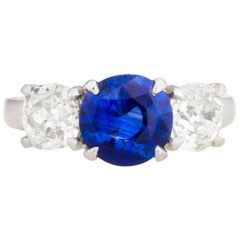 Platinum circa 1960s Diamond and Sapphire Ring