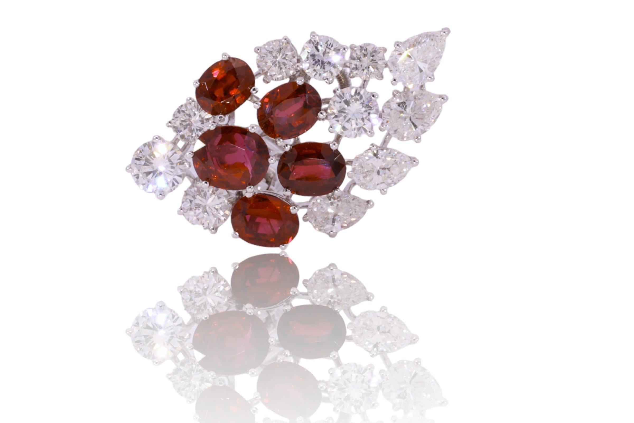 Clips d'oreilles en platine avec rubis de 7 carats certifié CGL et diamants de 6,8 carats, Estate Oman Pour femmes en vente