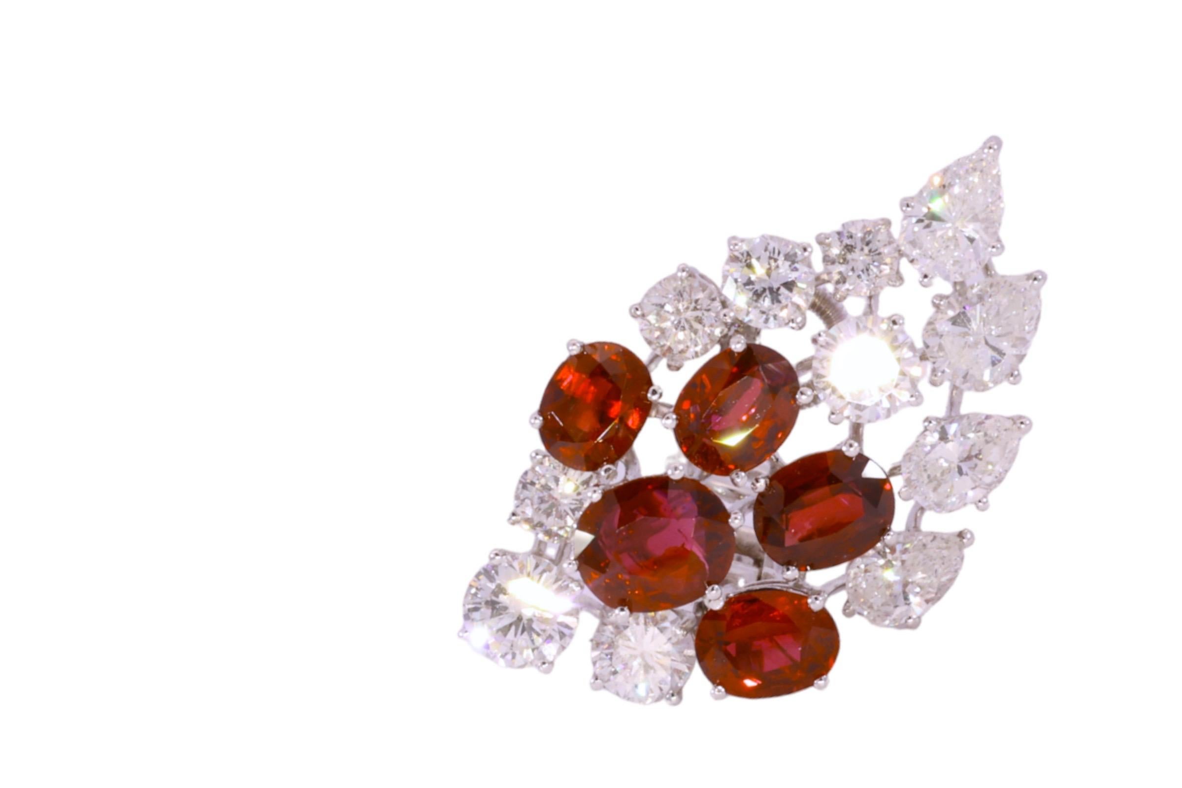 Clips d'oreilles en platine avec rubis de 7 carats certifié CGL et diamants de 6,8 carats, Estate Oman en vente 2