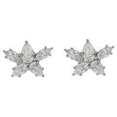 Platinum Cluster 3.25C. Diamonds Earrings
