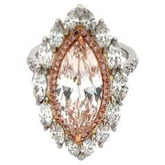 Platinum Cocktail Ring Total 5.83 Carat Marquis and Round Diamonds LPB-VVS2 GIA