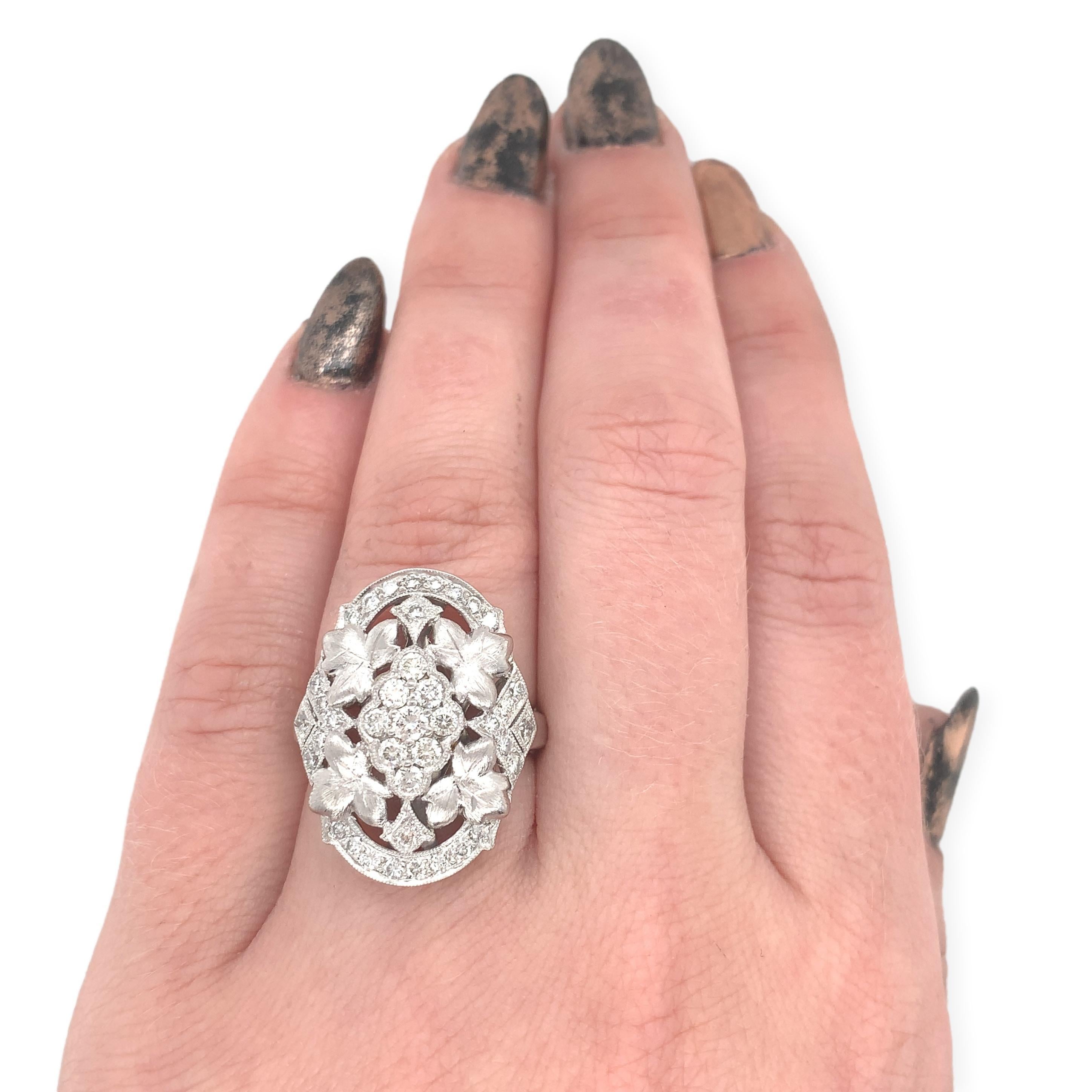 Brilliant Cut Platinum Cocktail Ring with 1.10ct TW Diamonds For Sale