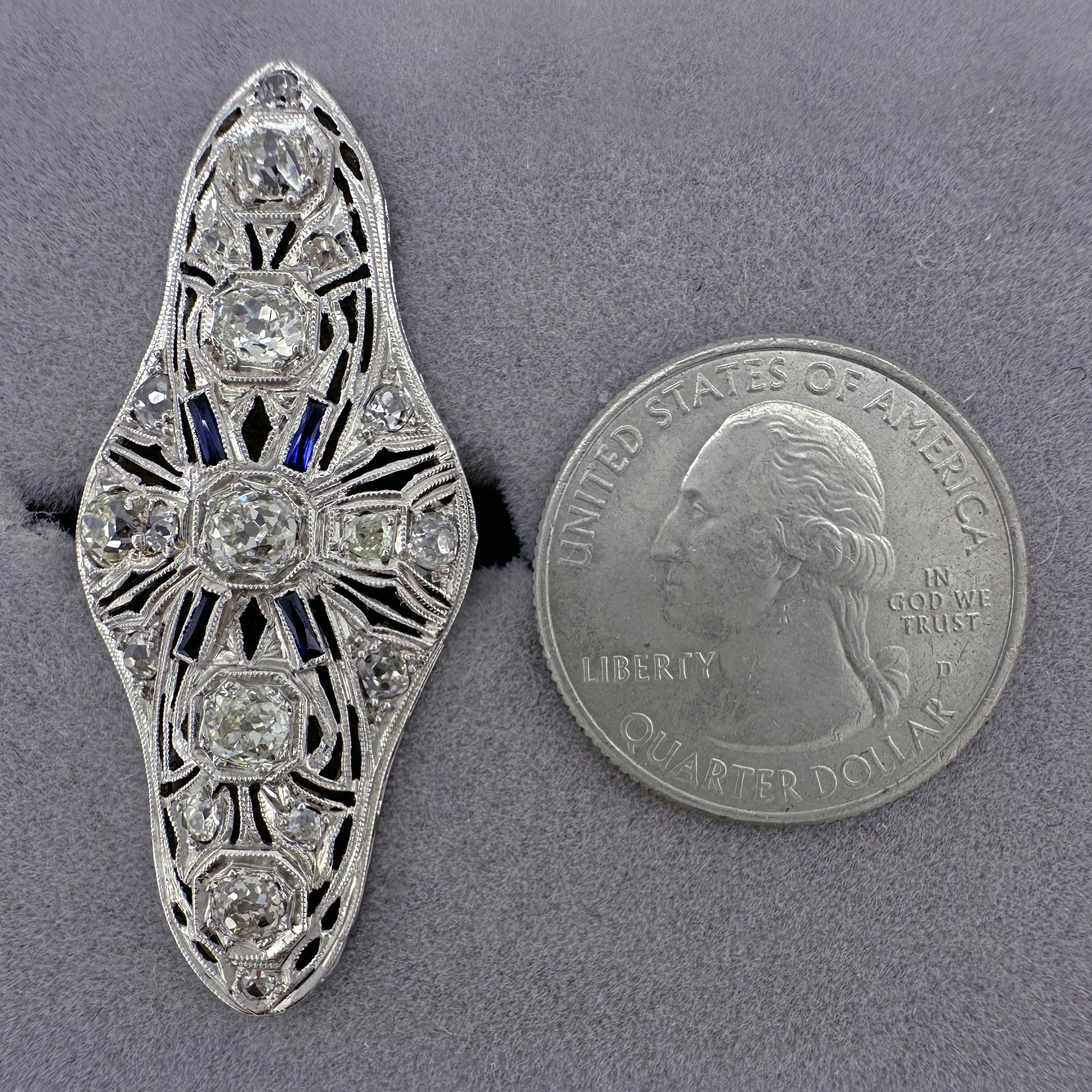 Platinum Cocktail Ring with 2.5 Carats in Old Cut Diamonds Plus Sapphire Accents For Sale 5