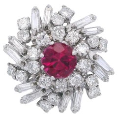 Platinum Cocktail Ring with 3.30 CTW in Pink Tourmaline & Diamond