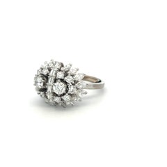 Platinum Cocktail Ring with 3.85 Carat Round and Multi Shape F-VS Diamonds