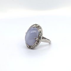 Platinum Cocktail Ring with GIA Certified Oval Star Sapphire - Size 4.75