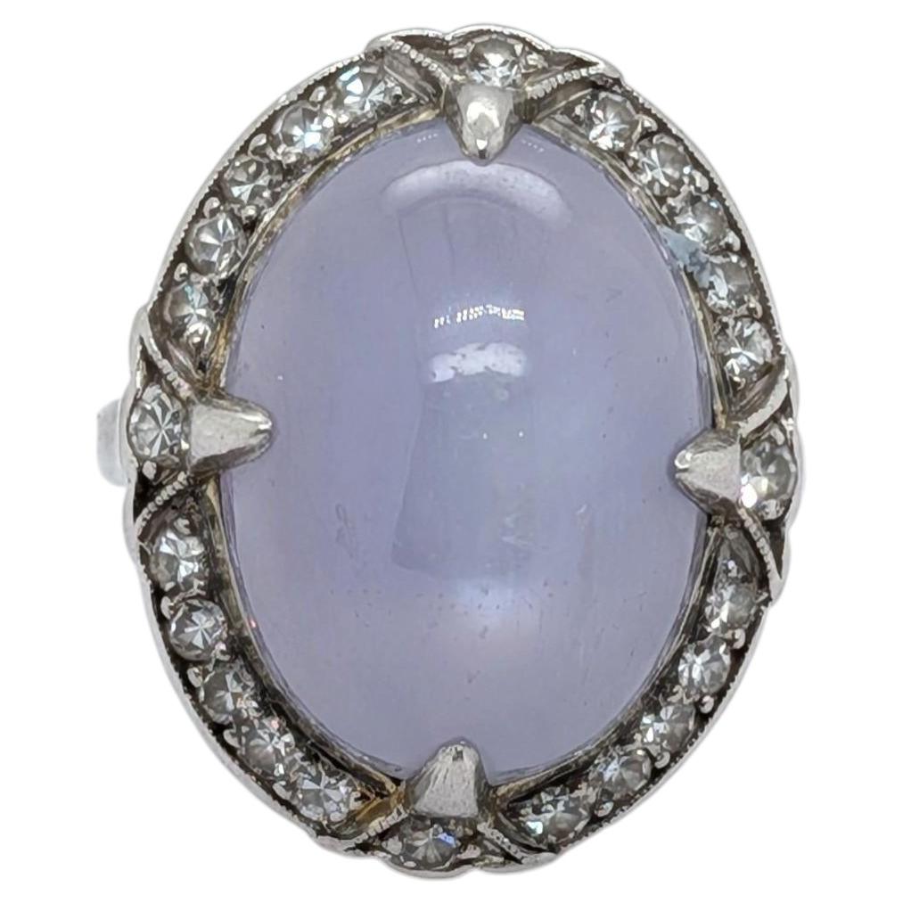 Platinum Cocktail Ring with GIA Certified Oval Star Sapphire - Size 4.75