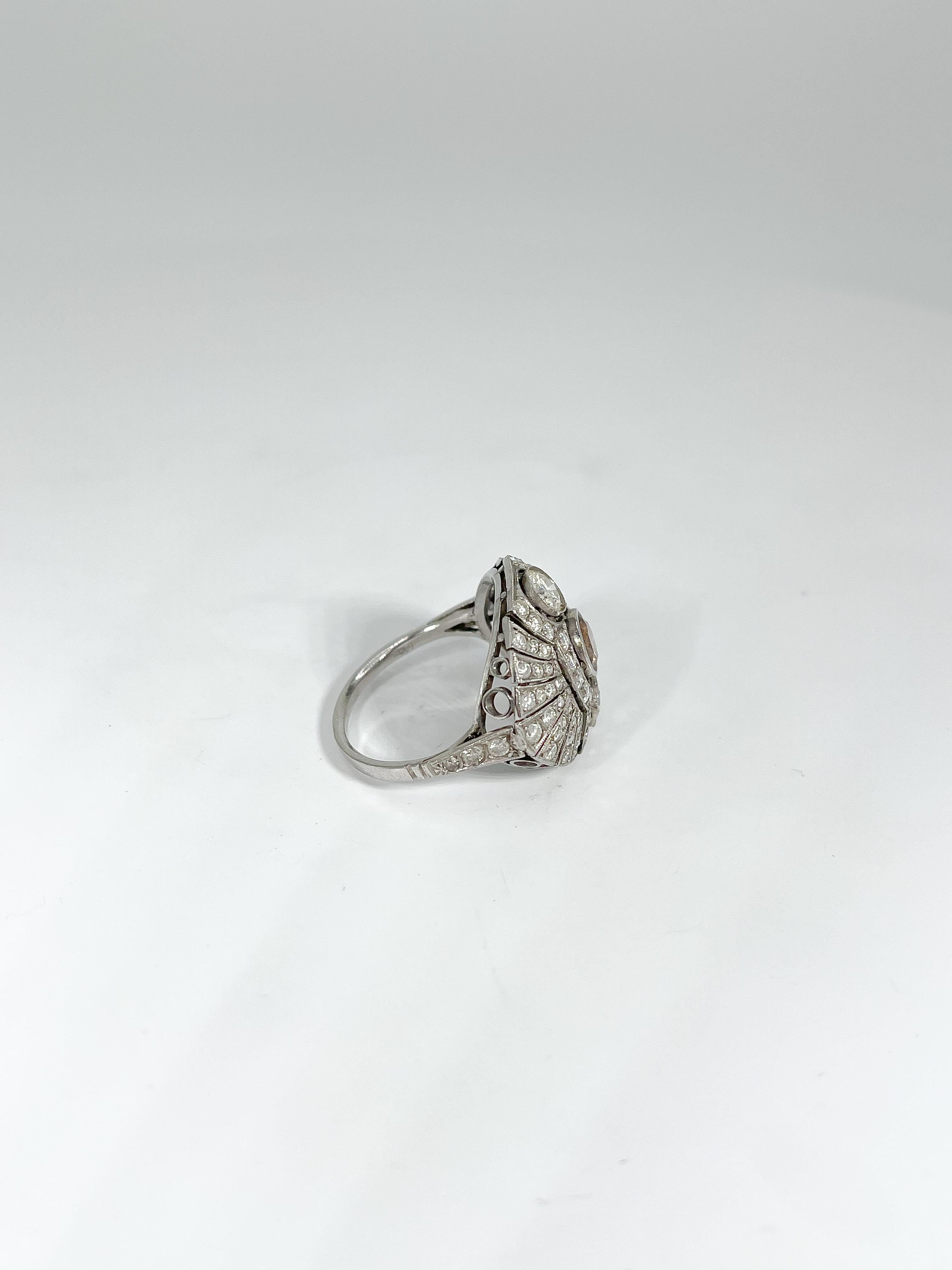 Round Cut Platinum Cognac Color Diamond Cocktail Ring For Sale