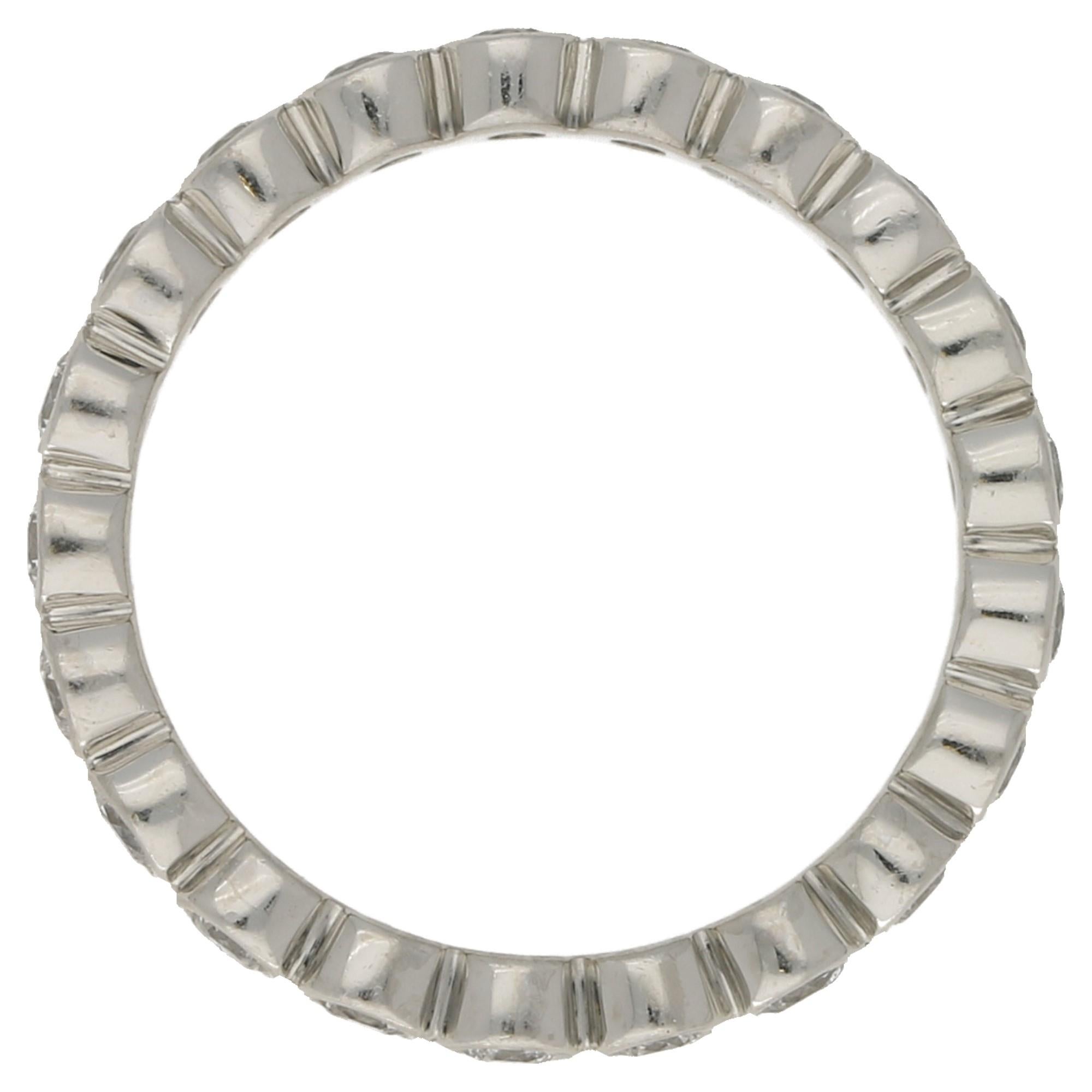 Round Cut Platinum Collet Set Diamond Eternity Ring