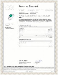 Platinum Colombia Emerald and Diamond Engagement Ring