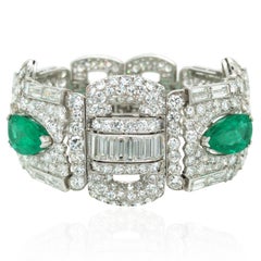 Platinum Colombia Emerald Diamond Bracelet, SSEF