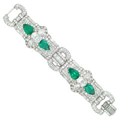 Platinum Colombia Emerald Diamond Bracelet, SSEF