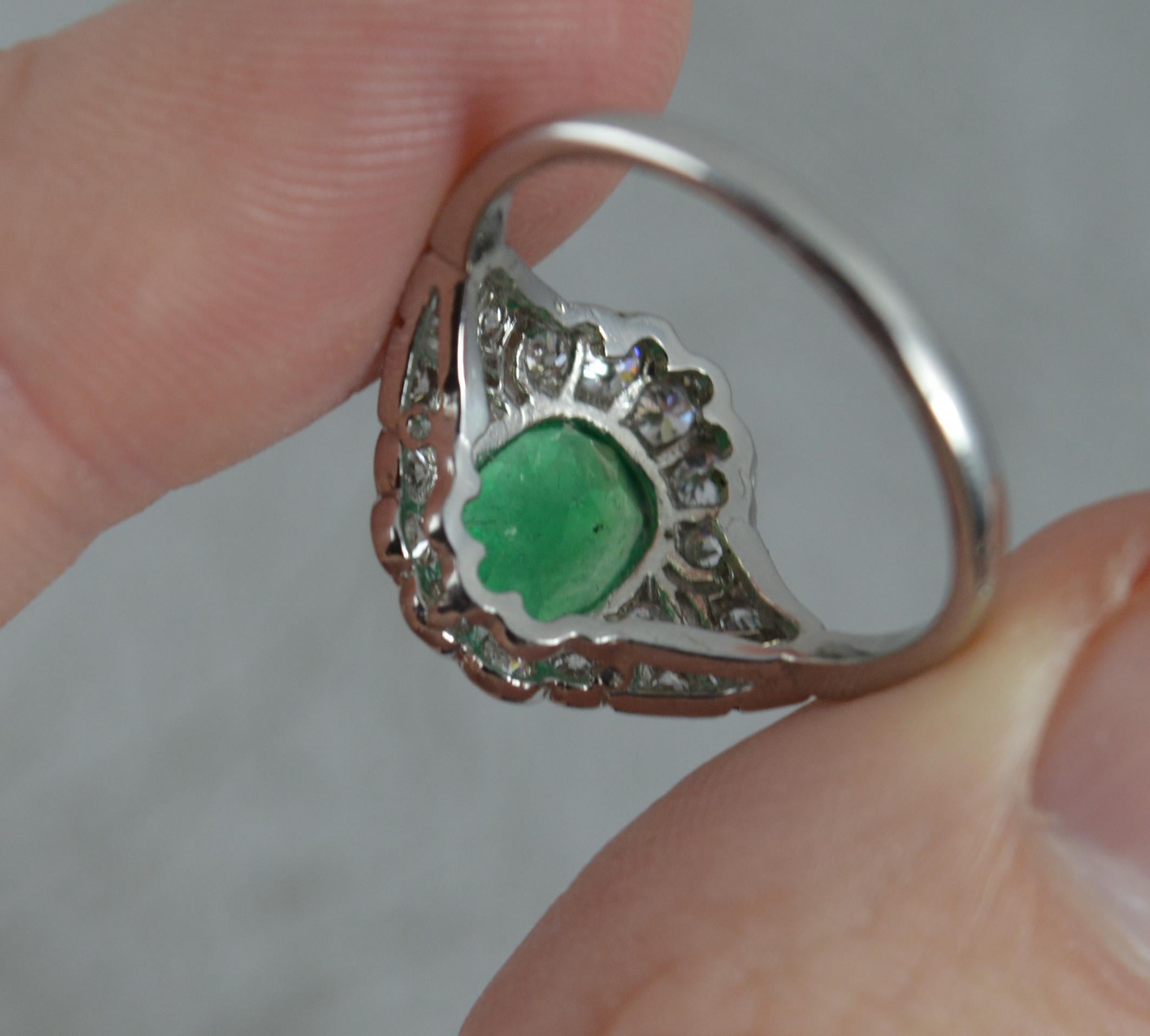 Platinum Colombian Emerald and Diamond Cluster Ring 4
