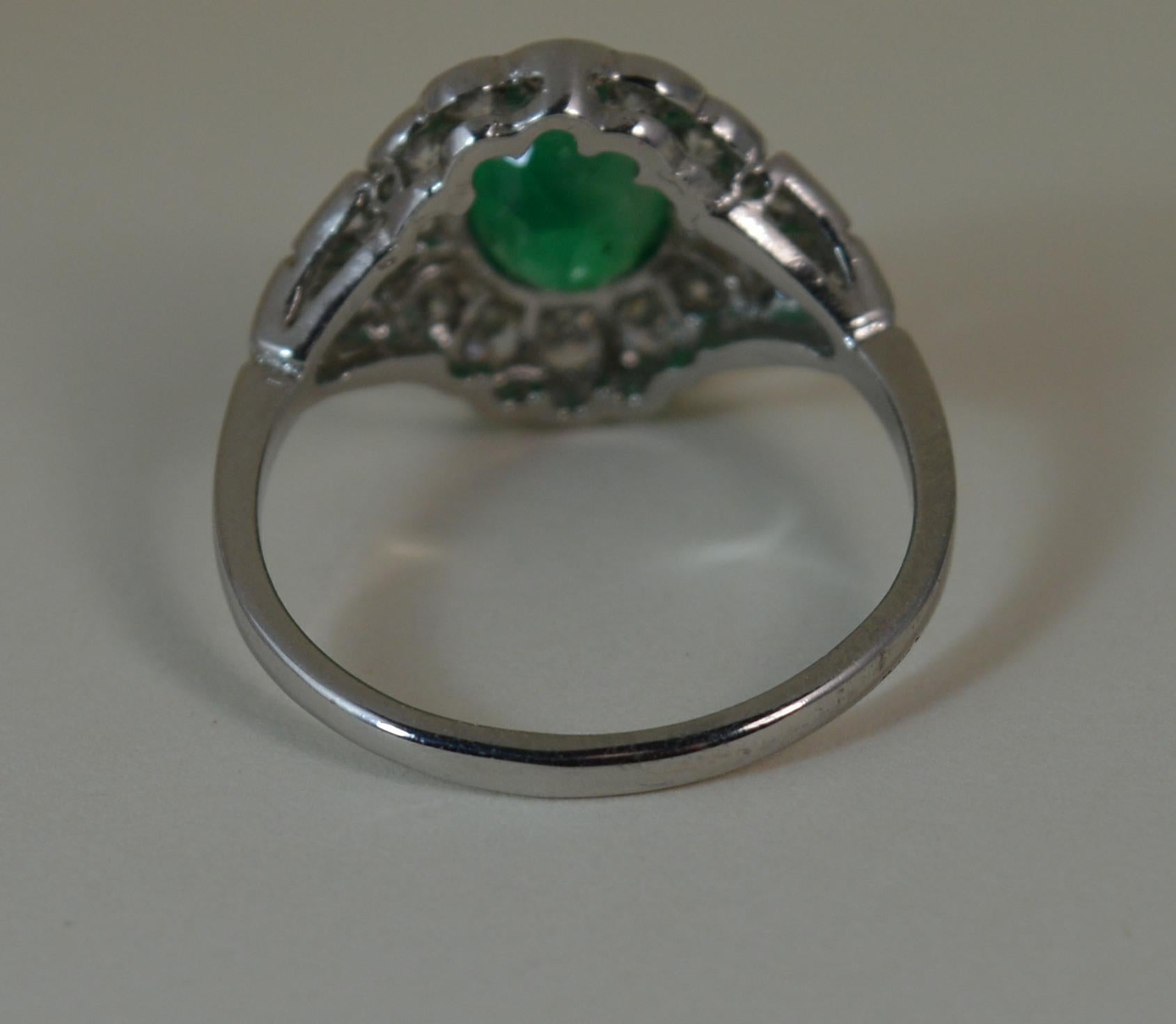 Platinum Colombian Emerald and Diamond Cluster Ring 3