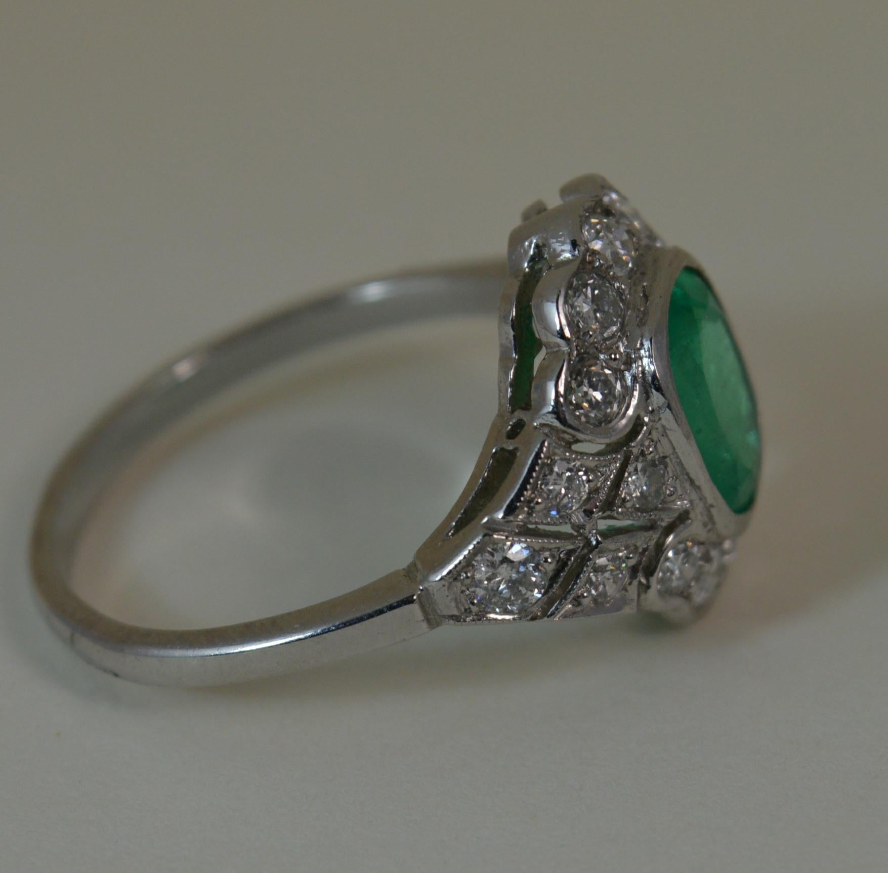 Platinum Colombian Emerald and Diamond Cluster Ring 4