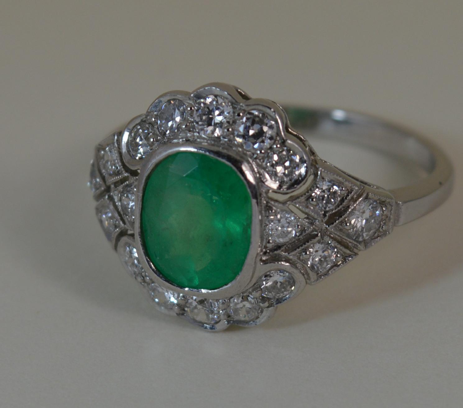 Platinum Colombian Emerald and Diamond Cluster Ring 5