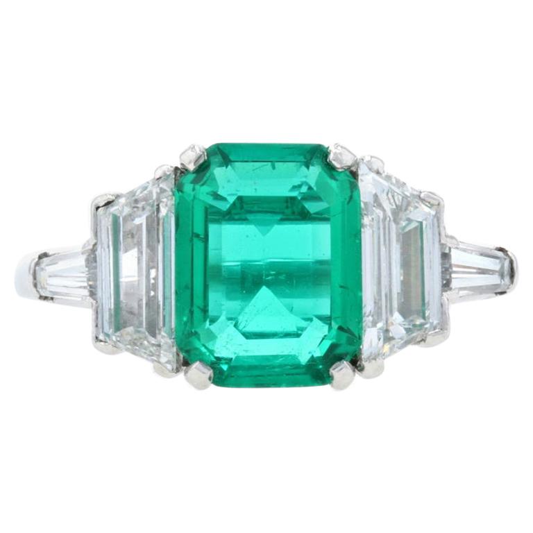 Columbian Emerald Diamond Platinum Estate Ring AGL Certified at 1stDibs