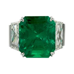 Very Fine Colombian 16.97 Carat Emerald With SSEF Certificate Diamond Ring