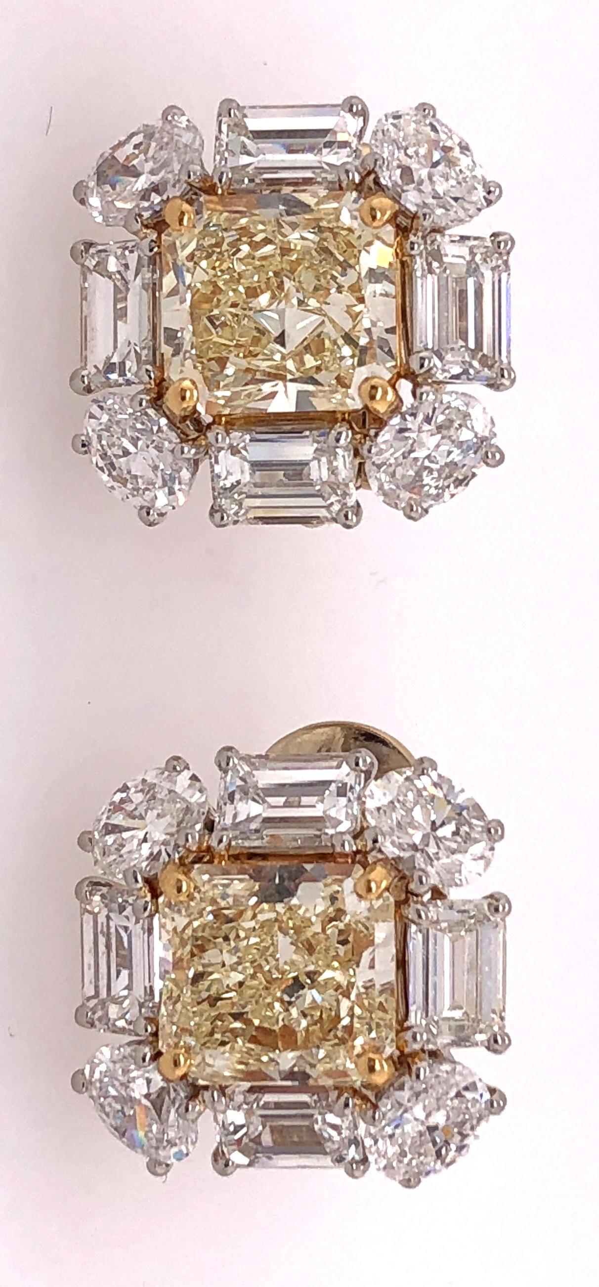 Platinum Colored Diamond and Diamond Ear Studs 12.72 Carat Total Diamond Weight For Sale 7
