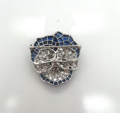 Platinum, Colored Diamond, Diamond, and Sapphire Brooch