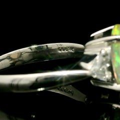 Platinum Colorful Jelly Opal & Trillion cut Diamonds Cocktail Ring Size 4.5